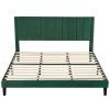 Modern Green Velvet Upholstered Platform Bed with Headboard