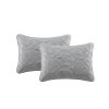 Coastal Beach Embossed Starfish Seashell Seahorse Grey 3-Piece Quilt Set
