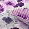 Purple Grey Flowers Lightweight Polyester Microfiber Quilt Set