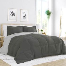 Microfiber Reversible Comforter Set in Grey / Light Grey (size: FULL/QUEEN)
