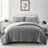 Plush Microfiber Reversible Comforter Set in Grey
