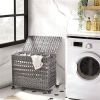 PP Rattan 3-Basket Laundry Hamper Sorter Cart with Removable Cotton Bags