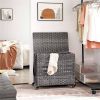 PP Rattan 3-Basket Laundry Hamper Sorter Cart with Removable Cotton Bags