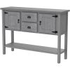 Farmhouse Solid Wood Sofa Table with Storage Drawers