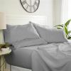 4 Piece Grey Wrinkle Resistant Microfiber Polyester Sheet Set