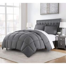 Reversible Microfiber Down Alternative Comforter Set in Grey (size: TWIN)