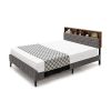 Velvet Upholstered Open/Close Storage Headboard Platform Bed