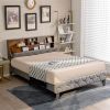 Velvet Upholstered Open/Close Storage Headboard Platform Bed
