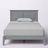 Traditional Solid Oak Wooden Platform Bed Frame with Headboard in Grey