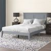 Traditional Solid Oak Wooden Platform Bed Frame with Headboard in Grey
