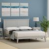Traditional Solid Oak Wooden Platform Bed Frame with Headboard in Grey