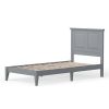 Traditional Solid Oak Wooden Platform Bed Frame with Headboard in Grey