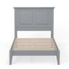 Traditional Solid Oak Wooden Platform Bed Frame with Headboard in Grey