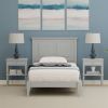 Traditional Solid Oak Wooden Platform Bed Frame with Headboard in Grey