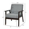Retro Modern Classic Linen Wide Accent Chair with Espresso Wood Frame