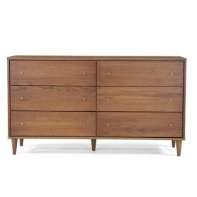 Farmhouse Rustic Walnut Mid Century Drawer (size: 6 Drawer Dresser)