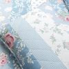 Blue Pink White Beige Floral Cottage Lightweight 3-Piece Quilt Set