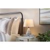 Small Desk Light Table Lamp with White Fabric Shade for Bedside Nightstand