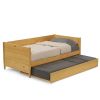 Twin size Solid Wood Daybed with Roll Out Trundle Bed Frame