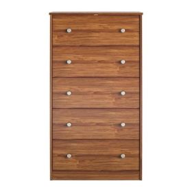 Modern 5-Drawer Bedroom Chest Dresser in Rustic Wood Finish (Color: brown)