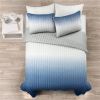 Blue Grey Lightweight Crinkle Fabric 3 Piece Quilt Set