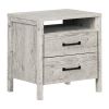 Modern 2 Drawer Nightstand Cubby Storage Shelf