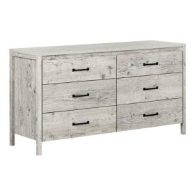 Modern 6 Drawer Double Dresser (Color: Washed Pine)