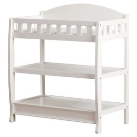 Modern Wooden Baby Changing Table with Safety Rail Pad and Strap (Color: White)