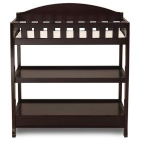 Modern Wooden Baby Changing Table with Safety Rail Pad and Strap (Color: Dark Brown)