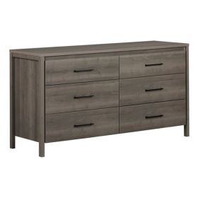 Modern 6 Drawer Double Dresser (Color: Gray)