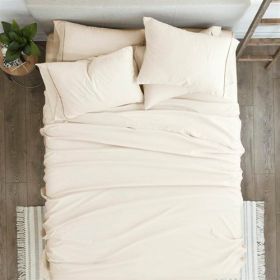 Ivory Beige 6-Piece Wrinkle Resistant Microfiber/Polyester Sheet Set (size: KING)