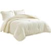 Ivory Microfiber 3-Piece Comforter Set with Ruffled Edge Trim