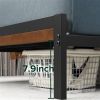 Metal Platform Bed Frame with Bamboo Wood Slat Headboard and Footboard