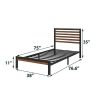 Metal Platform Bed Frame with Bamboo Wood Slat Headboard and Footboard