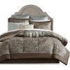12-piece Reversible Cotton Comforter Set in Brown and Blue