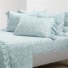 Polyester Blue Ruffle Floral 6 Piece Sheet Set