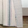Blue Off-White Cream Stripe 3 Piece Reversible Cotton Quilt Set