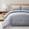 Blue Grey Off-White Stripe 3-Piece Lightweight Comforter Set