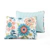 Lightweight Floral Teal Blue Pink White 3-Piece Polyester Quilt Set