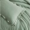 Oversized Sage Microfiber 3-Piece Comforter Set with Ruffled Edge Trim