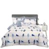 Blue White Navy Floral Birds On Wire Lightweight 7 Piece Quilt Set