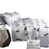 Blue White Navy Floral Birds On Wire Lightweight 7 Piece Quilt Set