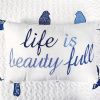 Blue White Navy Floral Birds On Wire Lightweight 7 Piece Quilt Set