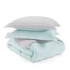 Microfiber Reversible Comforter Set Aqua Blue and Grey
