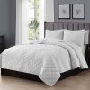 3-Piece White Polyester Microfiber Diamond Quilted Quilt Set