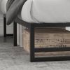 Black Metal Platform Bed Frame with Under-Bed Storage Space