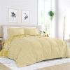 Yellow White Reversible Floral Striped Comforter Set