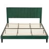 Green Velvet Upholstered Platform Bed Frame with Headboard