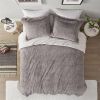 Grey Reversible Soft Sherpa Faux Fur  Comforter Set