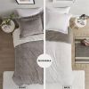 Grey Reversible Soft Sherpa Faux Fur  Comforter Set